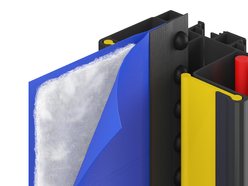 Ikki qatlamli kord matodan yasalgan, yuqori kuchga ega tolalardan iborat poliuretan qoplamali panel, bo'shliq issiqlik izolatsiya materiali bilan to'ldirilgan.